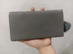 Chic Bow Accent Wallet with Pom-Pom Charm