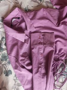 Lilac Ruched Front Shirt