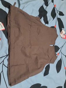 Brown Sleeveless Top with Tie Detail