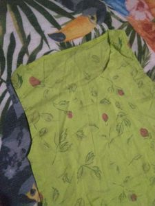 Light Green Floral Sleeveless Top