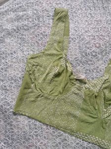 Green Patterned Crop Top