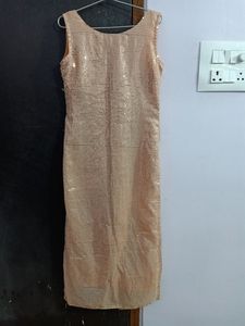 Rose Gold Sequin Work Long Kurta.