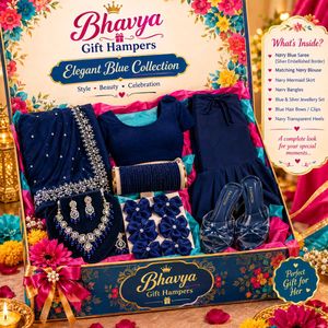 Embroidered Blue Silk Saree gift hampers