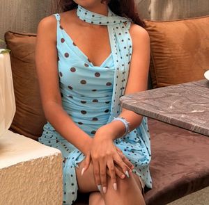 Light Blue Polka Dot Mini Dress
