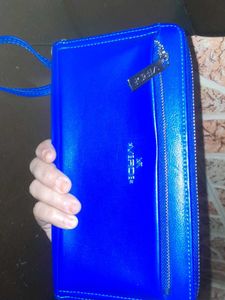 Blue Zipper Clutch Bag