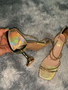 Sparkling Gold Strappy Heels