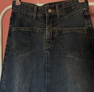 Denim Midi Skirt with Split