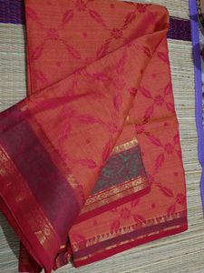 Beautiful Orange Saree with Red Border