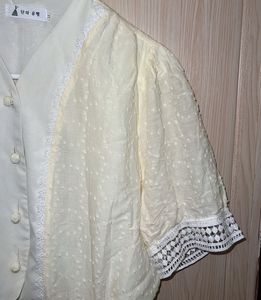 Elegant Lace Trimmed Cream Blouse