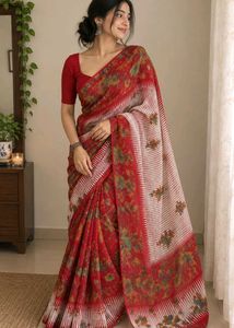 Red & White saree