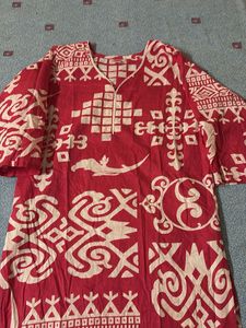 Vibrant Red Printed Kurta