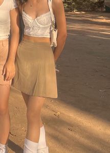 Classic Khaki Pleated Skirt