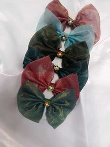 Set of 5 Glitter Bow Hair Clips