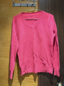V-Neck Pink Sweater
