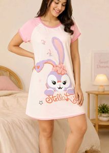 Cute Bunny Print Night Dress