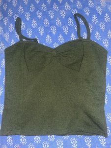 Olive Green Bow Spaghetti Top