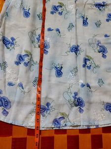 Blue Floral Print Kurti with Dupatta Set