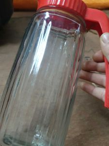 Retro Glass Pitcher with Red Lid