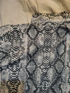 Snakeskin Print Mock Neck Top