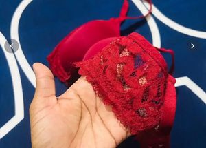 Red Lace Trim Bra