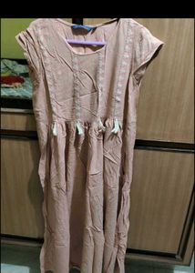 Peach Embroidered kurti