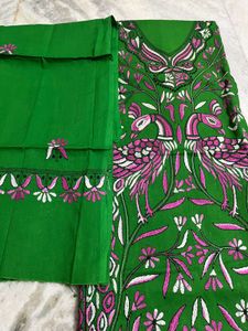 Handcrafted Bengal Kantha work dress material.