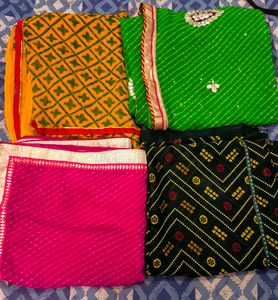 Saree Set 4 combbo Lahariya chiffon sare