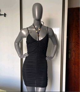 Elegant Ruched Spaghetti Strap Mini Dress