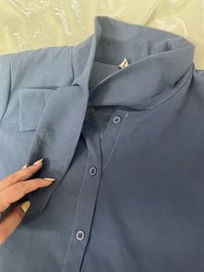 Stylish Blue Bow Neck shirt