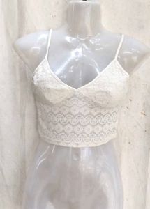 White Lace Camisole Crop Top