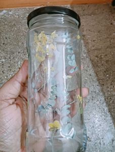 Decorative Glass Jar with Floral Print