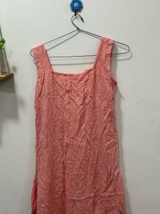 Cute Pink Textured Square Neck Dress