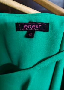 Ginger Solid Green Layered Spaghetti Top