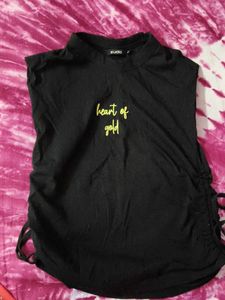 Black "Heart of Gold" Ruched Top
