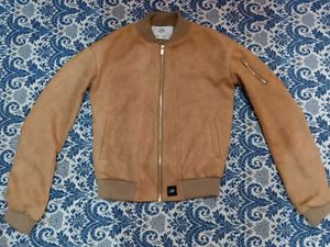 Men's Tan Suede Bomber Jacket