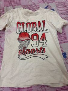 Cream Graphic Print T-Shirt