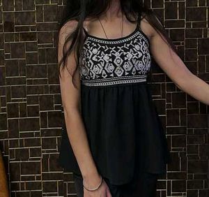 Embroidered Black top