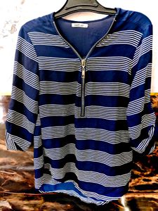 blue Zip-Up top with free jeans