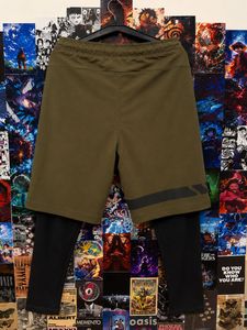 Men's Olive Green Cargo Shorts with Leggings