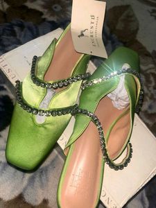 Emerald Green Embellished Mules