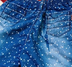 Star Print Denim Shorts