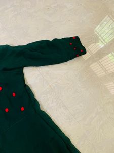 Beautiful Green Kurta with Red Embroidery