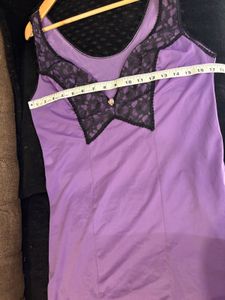 Purple Lace Trim Slip Dress