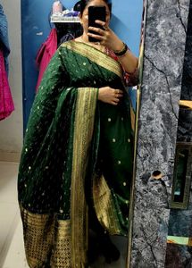 pure dola silk Emerald Green Saree with stone