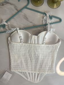 White Embellished Lace Corset Top