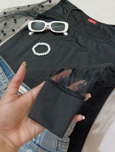 Black Polka Dot Top