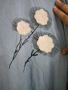 Light Blue Embroidered Flower Top