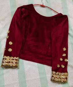 Maroon Velvet Blouse