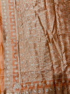 Peach Silk Saree with Delicate work &amp; Matchi