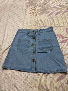 Classic Denim Button-Up Mini Skirt